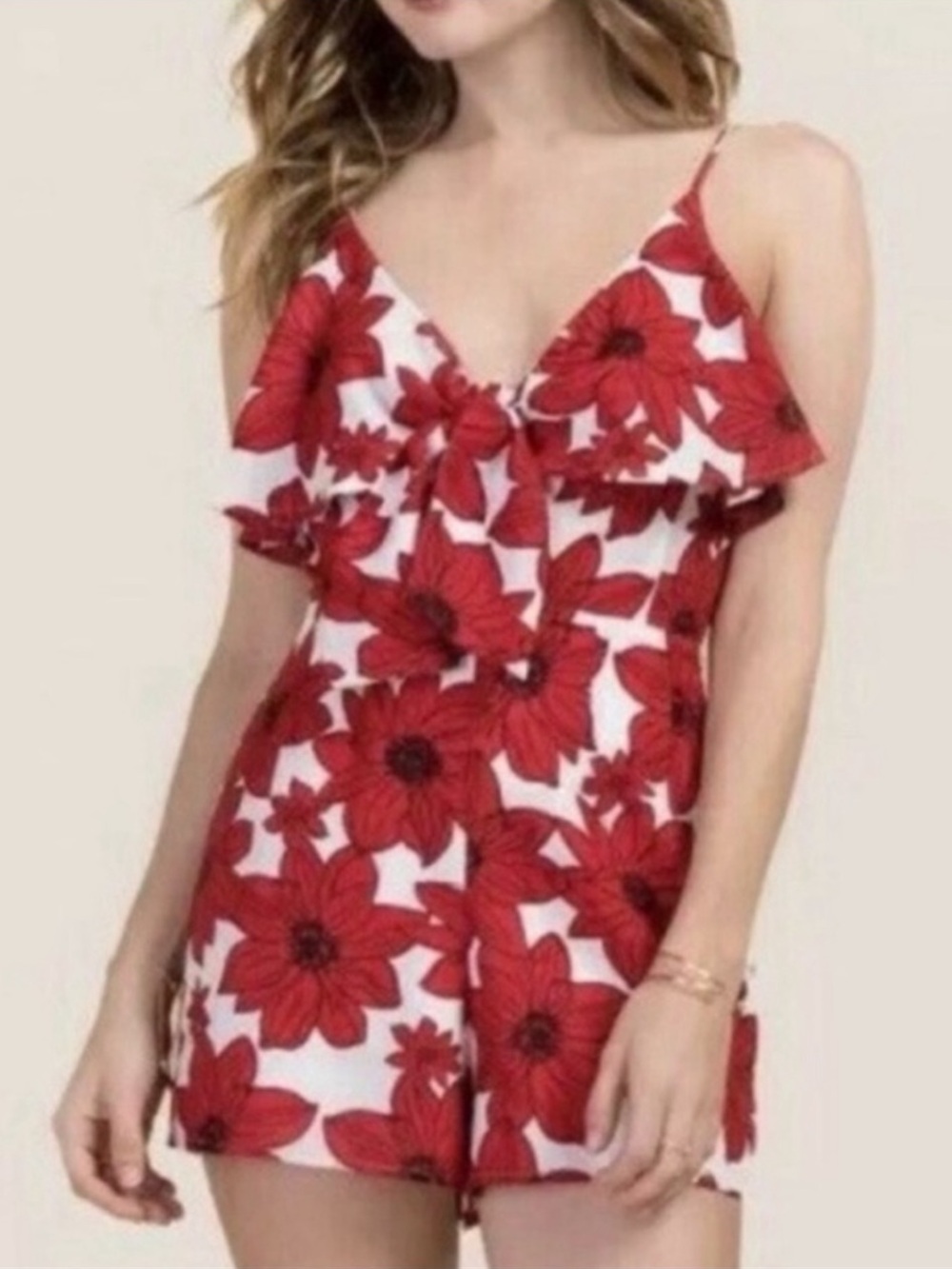 NWOT Francesca’s BLUE RAIN Floral Romper